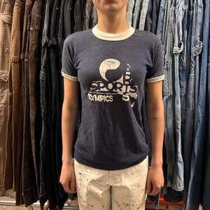 Vintage 60s Paris Sports Olympics Ringer Shirt - Baby Tee Small